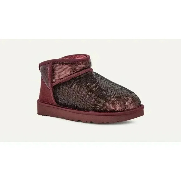 UGG CLASSIC ULTRA MINI MIRROR BALL WILD GRAPE WOMAN'S BOOTS SIZE 8 AUTHENTIC NEW - Picture 2 of 10